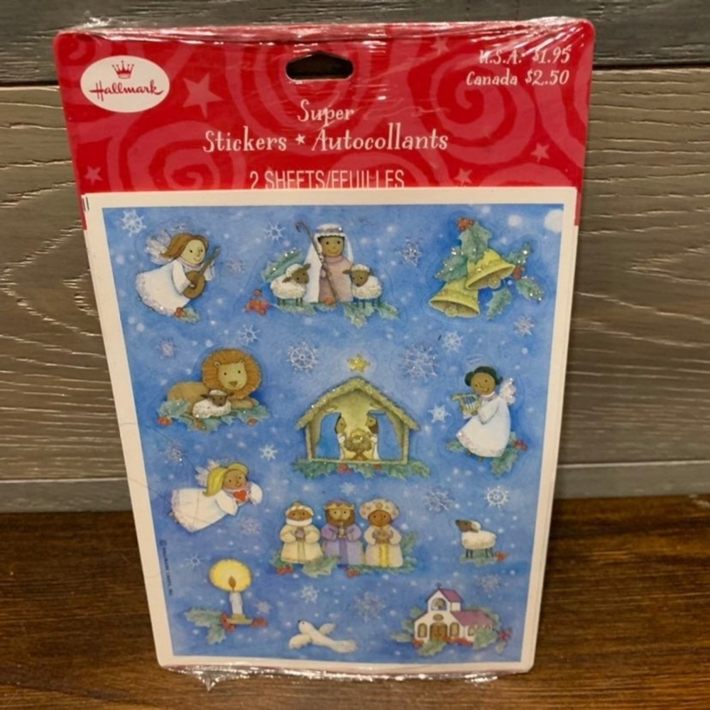 Vintage Hallmark Christmas Stickers Mary Joseph Baby‎ Jesus Manger 3 Wise Men